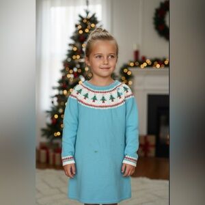 Mini Boden Multicolor Christmas Tree Knit Sweater Dress